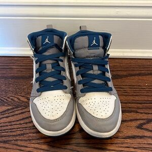 Jordan 1 Mid Size 2Y Kids Blue Gray White